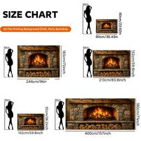 1Pcs Fireplace Burning Wood Decoration Background Winter Backdrop Decorations For Photo Studio Photo Booth Christmas Party 90x75cm black