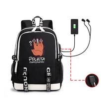 Anime Chainsaw Man Backpack Large Capacity USB Computer Bag Student School Bag He is a size 19. black