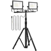 Akitoe LED prožektorius, Darbinis šviestuvas, 100W, 16000LM, Didelis ryškumas, Trikojo stovas, 100V, 5M laidas, Įžemintas kištukas, 180° platus kampas, Dienos šviesa gray