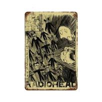 Vintažinis roko grupės Radiohead metalinis skardinis ženklas Plakatas Retro muzikos meno sienos dekoras Namų kambariui Barui Klubui Vyriškam kampeliui Kavinei pc 26T0104 26T0104 20x30cm beige