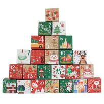 24pcs Christmas Advent Calendar Candy Box Santa Countdown Paper Gift Box 1-24 Number Christmas Gift Packaging Box Decor 1 beige