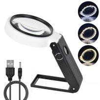 Magnifying Glass With Light And Stand 10x 25x Foldable Magnifier Usb Handheld And Standing Illuminated Magnifier Reading 80 mm