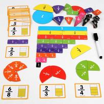 Wooden Math Fraction Learning Collection Including Card Fraction Decomposition Plate Montessori Teaching Aid Children Learning Math Playthings blue