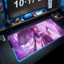 kafka hsr Mouse Pad RGB Gaming Mousepad Big LED Pad PC Desk Mat Luminous Mouse Pad Large Keyboard Mats Table Rug With Backlit RGB600x300x3mm gray