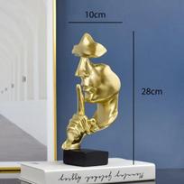 Home Decor Thinker Statue Sculpture Silence Is Gold Figurines Resin Retro  For Office Study Living Room Abstract Face Ornaments juoda