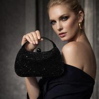 New hand-held point diamond styling bag shoulder crossbody fashion personality celebrity dinner abrikosas