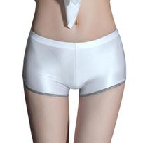 Yousheng Women Underpants Smooth Ice Silk Solid Color Mid Waist Moisture-wicking Slim Fit High Elasticity Daily Wear Lady Boxers balta