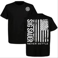 SIG Sauer - Never Settle USA Flag T-and kids tshirt, Sig Sauer and kids tshirt, Gun Lovers Tee 3XL white
