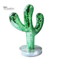 Cool Retro Style Home Decor Disco Ball Cactus Statue, Green Mirror Mosaic Decor, Decorative Object for Entryway Table Ornament Christmas Party Display 1pc blue