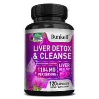 Bunkell Liver Detox Cleanse Supplement, Milk Thistle, Artichoke, Dandelion, Beet Root, Chanca Piedra, 120 Caps 120 Capsules