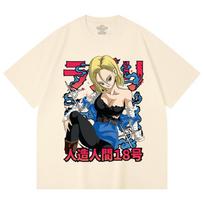 230 Gsm 100% Cotton Dragon Ball V24 Android Print Unisex Heavy Cotton T Shirt 2XL vyno raudonos spalvos