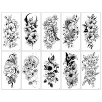 Men'S And Women'S Flower Arm Tattoo Stickers Personalized Flower Animal Butterfly Temporary Arm Tattoo Stickers 9.6*19cm  gray
