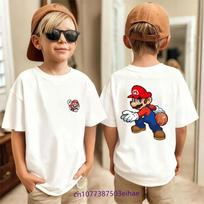 Super Marios Bros Children TShirt Anime Birthday Boy Girl Clothes Kid Kawaii Anime Little Baby Casual Tee Shirt Gift 160 orange
