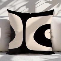 1pc Black Beige Abstract Geometric Pillow Cover, Polyester 2D Double Sided Print Cushion Case, Modern Minimalist Throw Pillowcas 30X30CM black