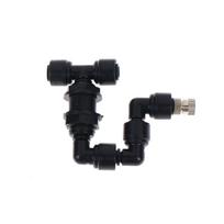 4 galvučių sodo laistymo roplių rūko purkštuvas su greito prijungimo antgaliu 0,3 mm, jungiamas prie 6,35 mm vamzdžio 3 heads black