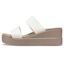 Crocs Brooklyn Lightweight Mushroom Gray Wedge Sandals Women's 39-40 white