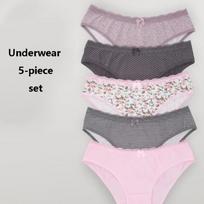 Women's Cotton Briefs Printed Nude Comfort Quick-Drying 5-Pack L gray
