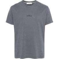 Stone Island Plain Logo Print Crew Neck Short Sleeve T-Shirt Men Tops Gray POIZON240715978 M gray