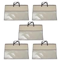 40x55cm Neaustinis Užtraukiamas Pagalvių Laikymo Maišelis Su Rankenomis Dulkių Neperšlampamas Organizatorius Lovos Patalynei Drabužiams Kelionėms 1 beige