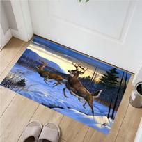 Autumn Mountain Deer Doormat, Nature Landscape Non-Slip Entrance Floor Mat for Home Decor 40x60cm( 15x23in ) gray