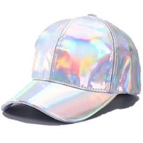 New Unisex Pu Leather Laser Style Baseball Cap Street Hip Hop Hat Men Women Dazzling Colors Y2K Cap 56cm-60cm black