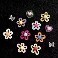 12 pc/set Handcrafted Bead Buckle Jelly Shoes Dopamine Crystal shoes Accessory DIY Decorative Shoe Flower Slippers Buckles black