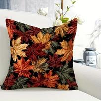 Rudens Lapų Dvisienė Dekoratyvinė Pagalvės Užvalkalas, Ryškus Raudonos Oranžinės Geltonos Lapijos Rašto Pagalvės Užvalkalas Svetainei Short plush 30*30(CM)-1Pcs black