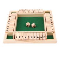 Wooden Dice Board Game Set 10 Number Flaps 4 Player Party Game for Family & Clubs