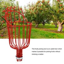 Garden Greenhouse Gardening Farm Steel Tree Fruit Picker Catcher Tool for Harvest Picking red