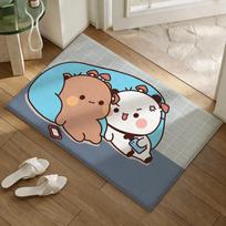 Cartoon Cute Bubu Dudu Kawaii Floor Mat Soft Flannel Non-Slip Door Mat - Thickened Rug for Living Room Home Decor 40x60cm white