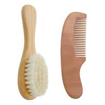 Toddler Brush Natural Goat Bristle Hair Brush Cradle-Cap Brush Newborn Hair Comb brown