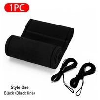 Aukščiausios kokybės kailinis vairo užvalkalas, universalus automobilio vairo pynimo užvalkalas su adatomis ir siūlais, neslystantis vidus Style 1-Black Thread black