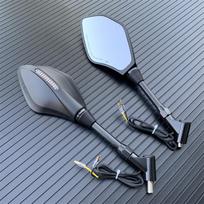 Poros motociklo juodų LED posūkio signalų galinio vaizdo veidrodėliai 10 mm, skirti „Honda“, „Suzuki“, „Kawasaki“, „Yamaha“, „Ducati“, „BMW“ gatvės motoroleriui juoda