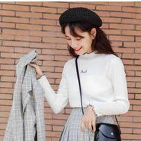 Pofulove Fungus Embroidery Sweater Autumn Winter Pullover Slim Long-sleeved Thin Base Sweater S balta