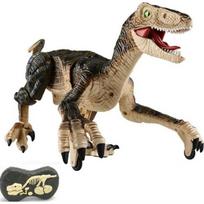 Žaislas - Dinozauras - Raptor Velociraptor - Elektrinis nuotolinio valdymo pultas - Šviesos - Įkraunamas geltona