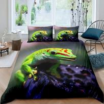 Chameleonas Antklodės užvalkalų rinkinys 3D Laukinio gyvūno tema Viengulis patalynės rinkinys Laukinės gamtos antklodės užvalkalas Berniukams Žalių lapų poliesterio dygsniuotas užvalkalas EU single(135x200cm) blue