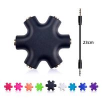 6 prievadų ausinės Aux skirstytuvas 6 viename išmanieji priedai Garso Aux kabelio skirstytuvas 3,5 mm 1 vyriškas ir 5 moteriškas lizdo dalijimosi adapteris žalia