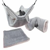 Hamster Nest Winter Bed House Shed Hanging Hammock Cage Tunnel Plush Hideaway for Hamster Guinea Pigs Sugar Small Pet gray