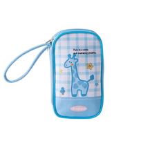 Cartoon Passport Holder Embroidery Waterproof ID Card Storage Bag Multi-layer Large Capacity Documents Passport Organizer mėlyna