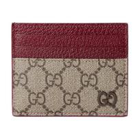 Gucci GG Supreme Logo Ceramic Effect Finish Canvas And Leather Card Holder Men Accessories Beige Dark-Brown 795230-FACQC-9858 Basic Set (Bag+Dust Bag),Regular Edition brown