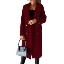 Autumn Winter Women Loose Tren Jacket Top Ele Fashion Long Sve Lapel Collar Pocket Double Breasted Long Coat XXXL mėlyna