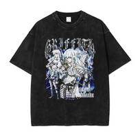Anime Berserk Guts Cool Graphic Vintage T Shirt Unisex Unisexga Cotton Tshirts Casual Oversized Tee Harajuku Summer Washed Tshirt 2XL black