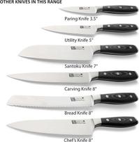 Rockingham Forge Rf9100 Series Rf-9107 Santoku peilis su 7" nerūdijančio plieno ašmenimis - juoda kniedyta Micarta rankena, japoniškas peilis