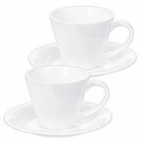 Baltas porcelianinis kavos puodelis su lėkštele Wilmax, 180 ml, 2 vnt.