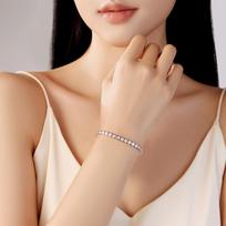 925 Sterling Silver Moissanite Tennis Chain Women's Luxury Bracelet 7.08in beige