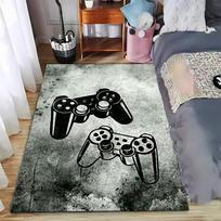 Gaming Controller Carpet with Retro Console Design in Gray Tones Suitable for use as an anti-slip for living room bedroom sofas 70x100cm( 27x39in ) black