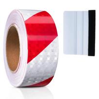 Oupados 25 m x 5 cm lipni įspėjamoji juosta įspėjamasis lipdukas atspindinti raudona atspindinti juosta lipni, skirta naktiniams atspindintiems įspėjamiesiems ženklams automobiliams ir įspėjamosioms juostoms zonoms žymėti