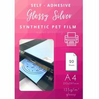 Lipnus A4 formato 135 g/m² blizgus sidabro spalvos Pet popierius, 20 vnt.