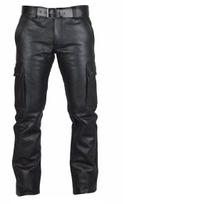 Men's Autumn Winter Pants Punk Retro Goth Slim Casual Long Pants Faux Leather Fashion Casual Solid Color Trousers Pencil Pants S juoda