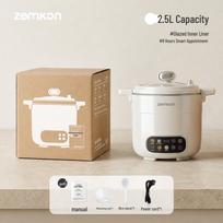 Zemkon 2,5 l mini elektrinis greitpuodis: Daugiafunkcinis ryžių viryklė ir garintuvas. 2.5L Enamel Non-stick Inner Pot beige